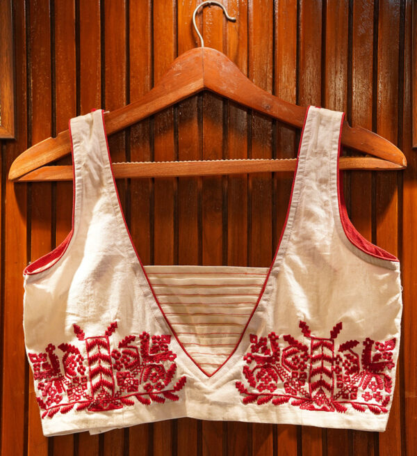 White Cotton Blouse With Embroidery