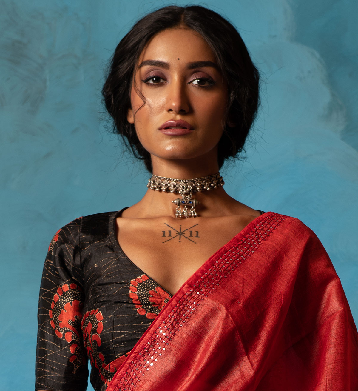 Black Block Printed Silk Blouse - Image 3