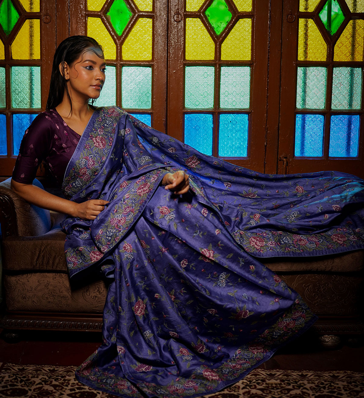 NIRA Tussar Embroidered Saree