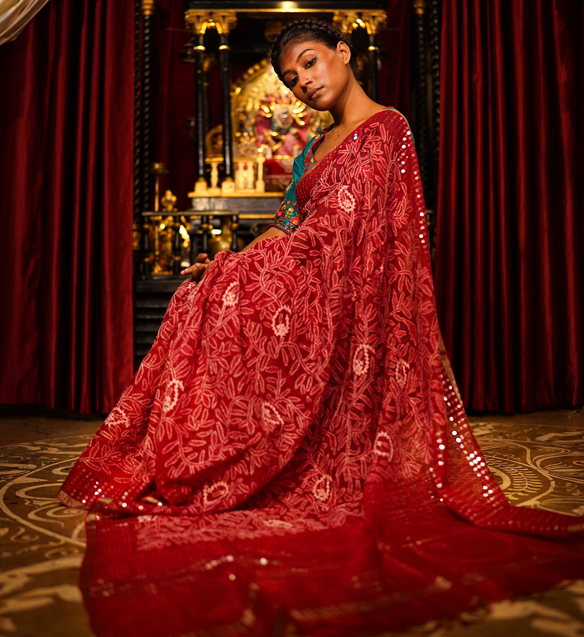 BHOOMI Muslin Hand Embroidered Saree