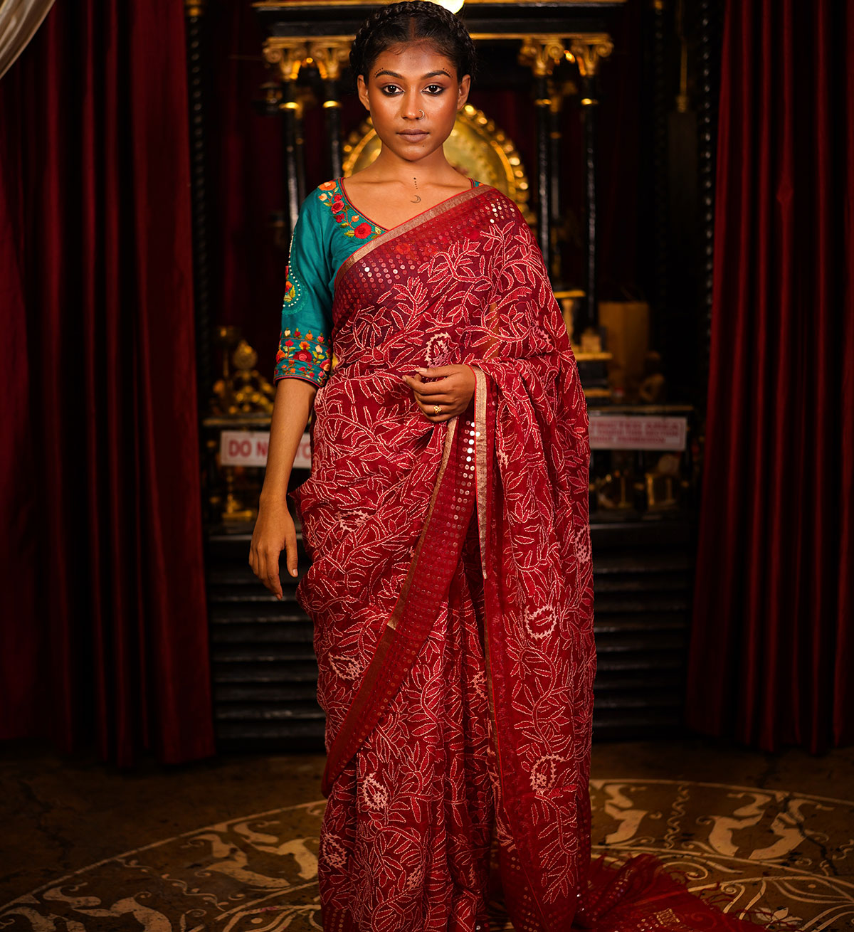 BHOOMI Muslin Hand Embroidered Saree - Image 3