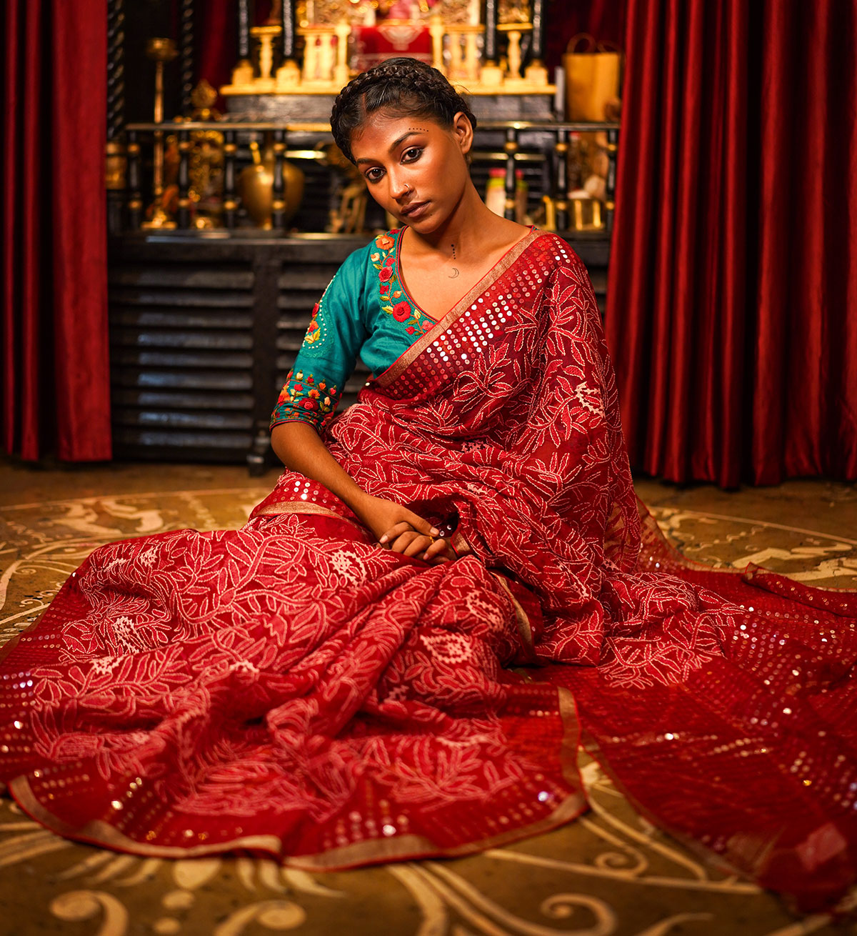 BHOOMI Muslin Hand Embroidered Saree - Image 2